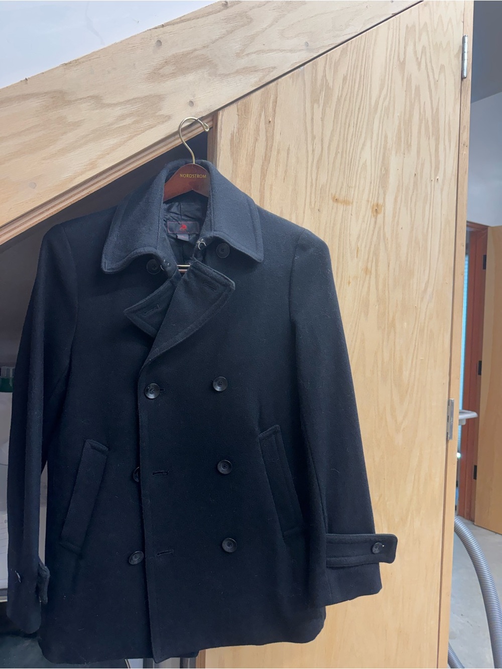 Orage Black Double-Breasted Pea Coat
